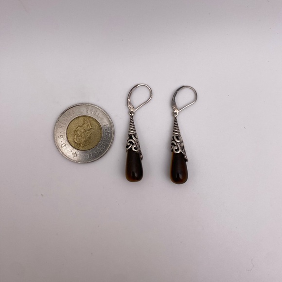 Sterling silver tigereye earrings - Picture 2 of 4